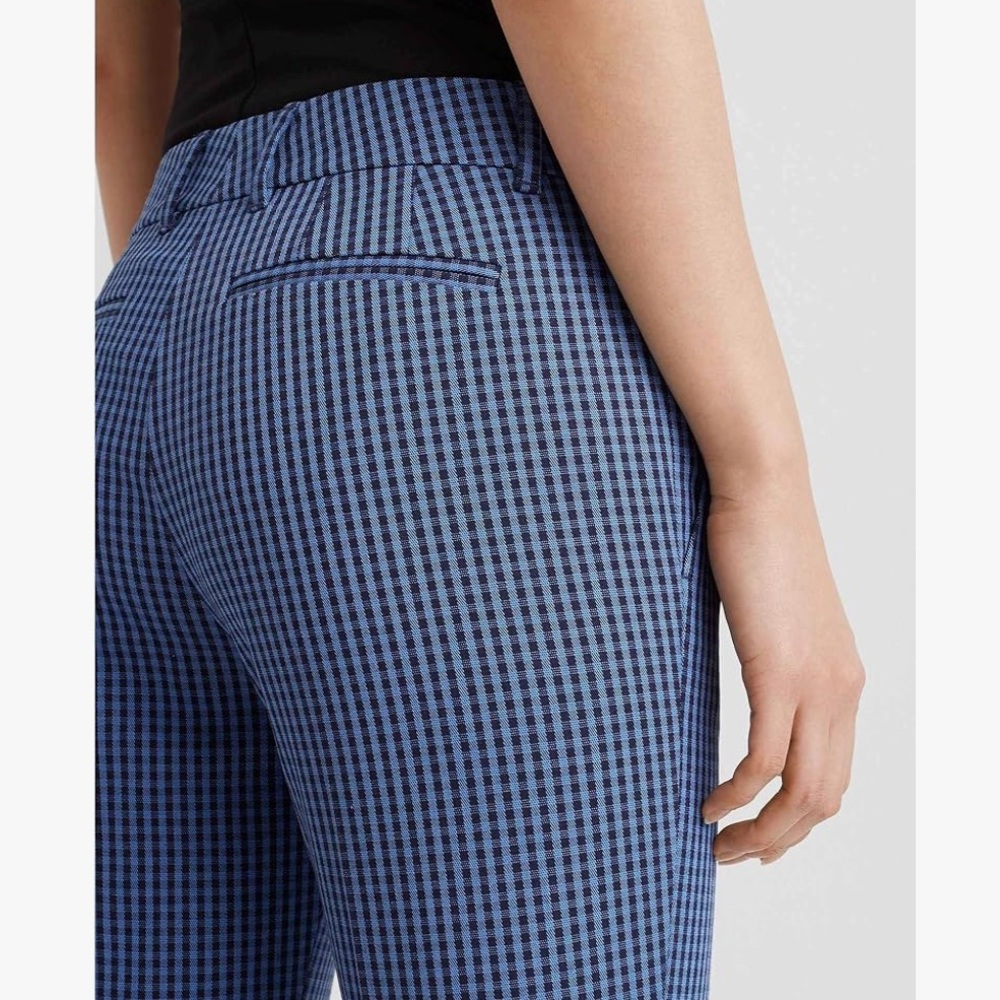 Club Monaco Blue Gingham Cropped Ankle Pants